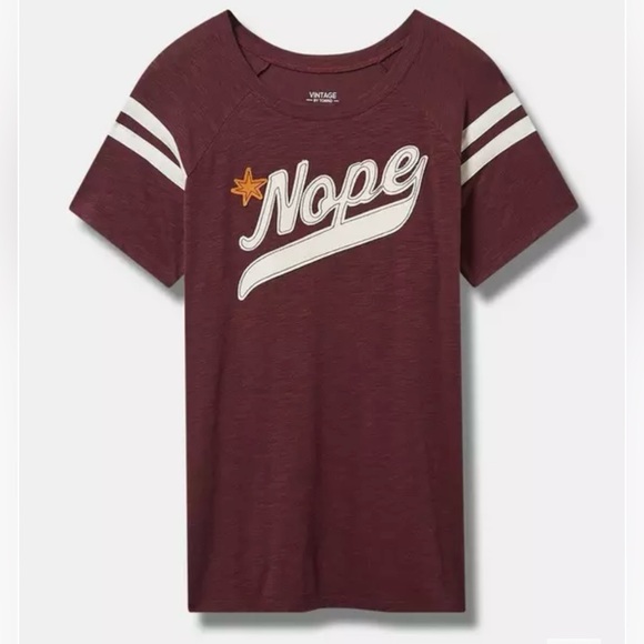 Torrid Nope Fitted Vintage Slub Varsity Boat Neck Tee - Picture 1 of 5